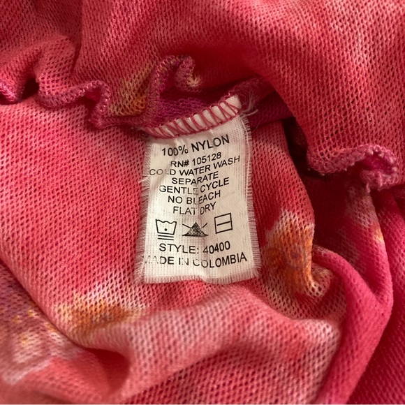 Therapy Pink Paisley V-Neck Long Sleeve Blouse With Mesh Lettuce Hem - Size L - Picture 7 of 8